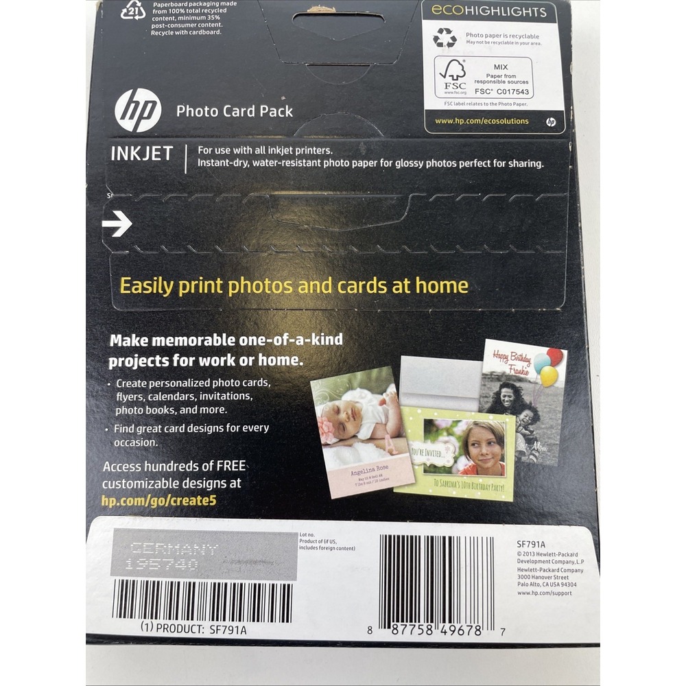 HP Inkjet Printer Glossy Photo Card Picture Paper Pack / NEW - Picture 5 of 8